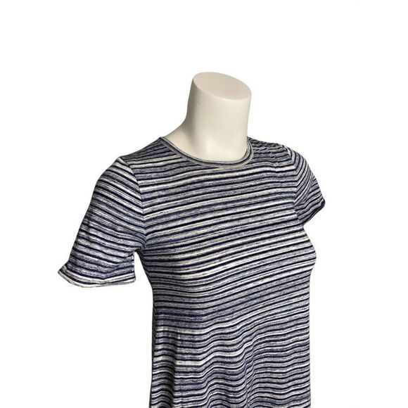 LuLaRoe Maurine Blue White‎ Stripe Dress *Altered* XXS - Picture 2 of 6